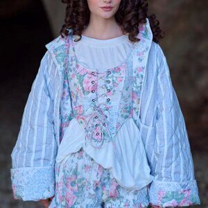 Selkie The Picnic Blanket Duchess Corset Lace Up Blue Pink Floral